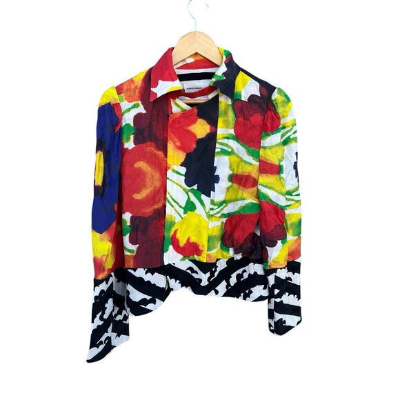 Nozomi Ishiguro Abstract multicolor Jacket Size LARGE 100% Cotton-37 inch Bust - Picture 13 of 13